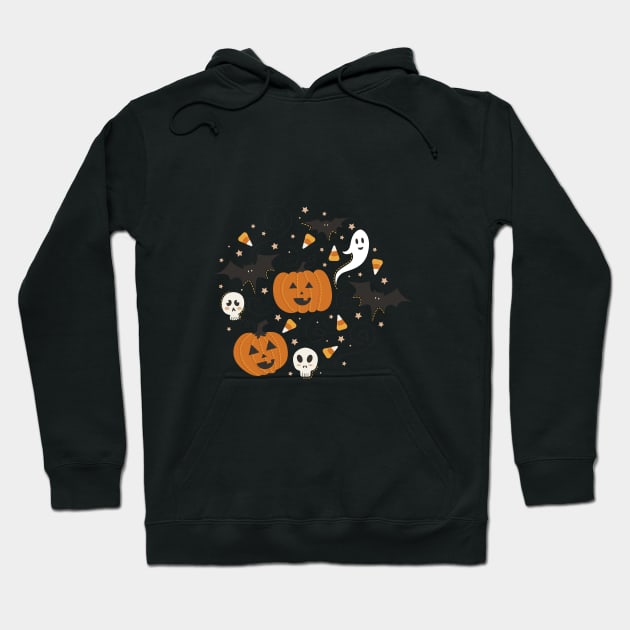 Pumpkin Party on Beige Hoodie by latheandquill